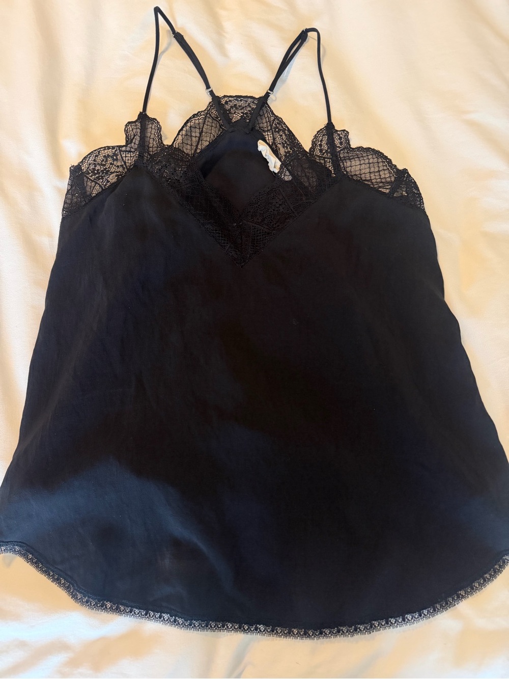 lovestitch Black Lace Trim Silk-Feel Cami
